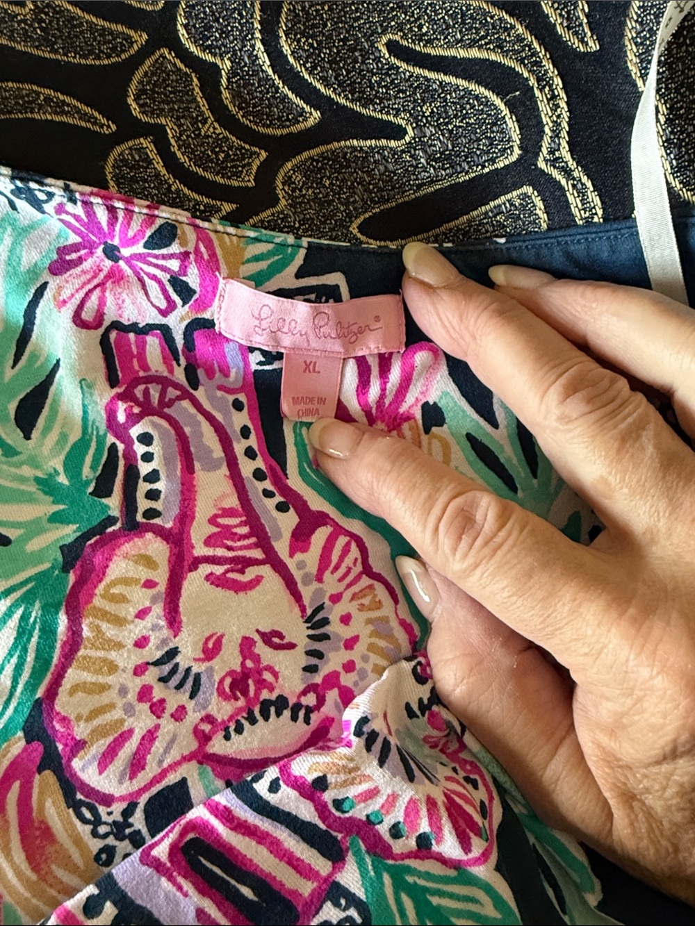 Lilly Pulitzer One-Shoulder Floral Dress in Navy, Pink & Teal - Picture 2 of 3